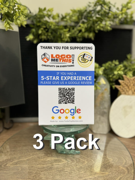 Turbo Tap Review Stand Google Reviews with the text 3 pack