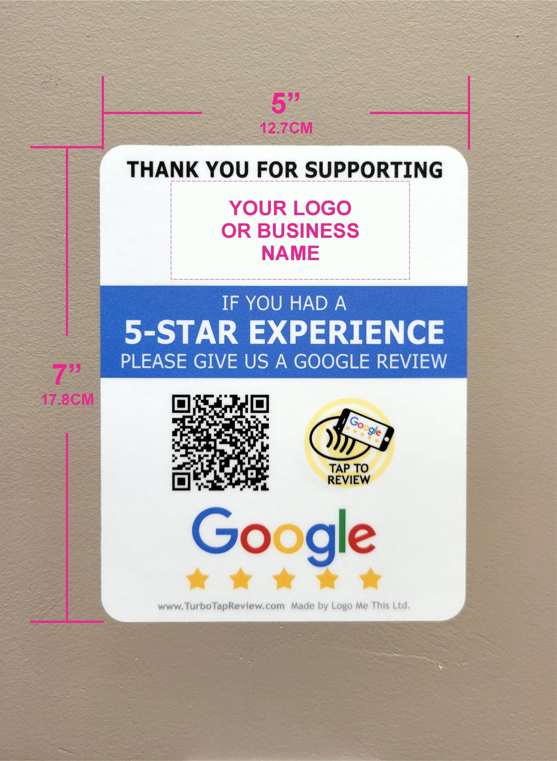 Turbo Tap Review Sticker: 5x7 Rectangular - Google Review