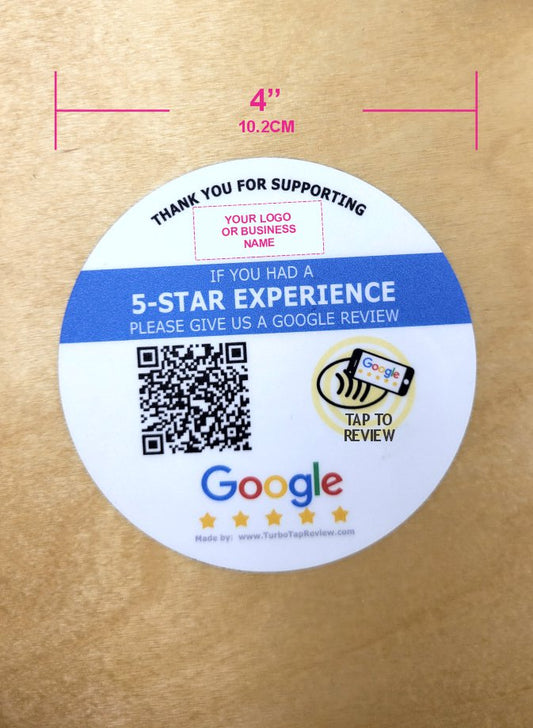 Turbo Tap Review Sticker: 4inch Circular - Google Review